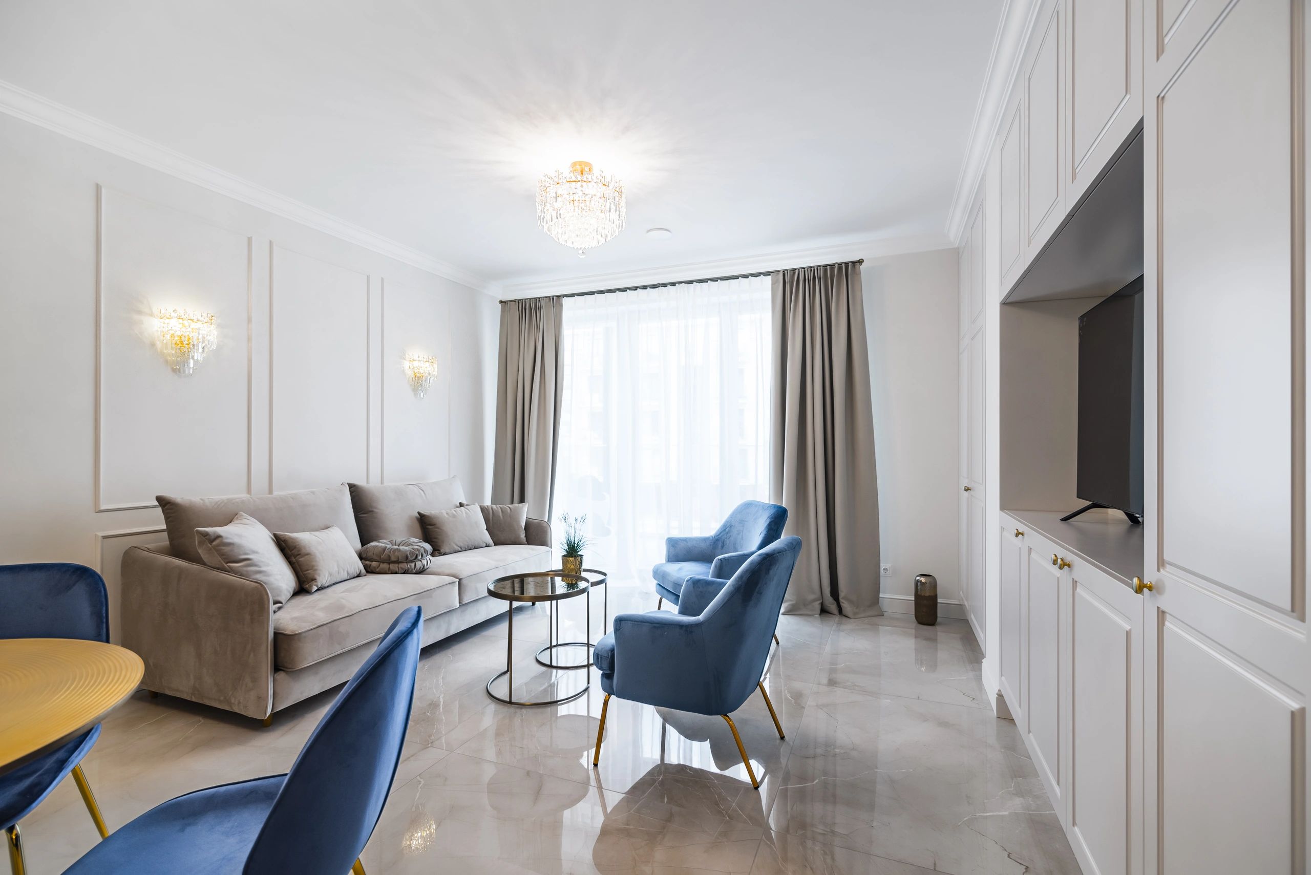 Refined living room with soft neutral palette